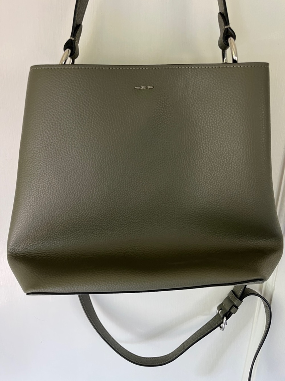 Coach Olive Green Pebbled Leather Shoulder Bag with Silver Logo - Picture 7 of 10
